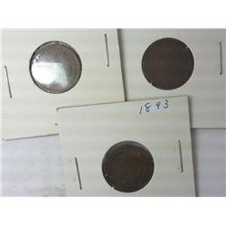 1893, 1894 And 1895 Indian Head Cents