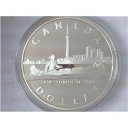 1984 Canada Dollar Toronto .500 Silver Proof Like