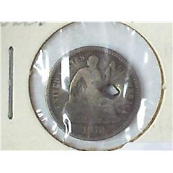 1872 Seated Liberty Half Dime (Holed)