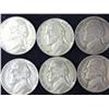 6 Assorted 35% Silver Jefferson War Nickels
