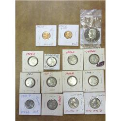 Coin Lot Of Pennys, Nickels, Quarters And Dollar