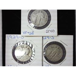 1929, 1929-D And 1929-S Standing Liberty Quarters