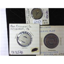 3 Transportation Tokens New York, Pittsburg And NY