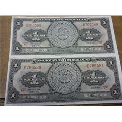 2 Mexico Peso Bank Notes (Gem CU)