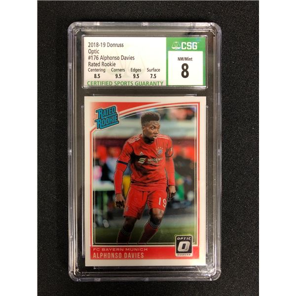 2018-19 DONRUSS OPTIC #176 ALPHONSO DAVIES RATED ROOKIE CSG 8 NM