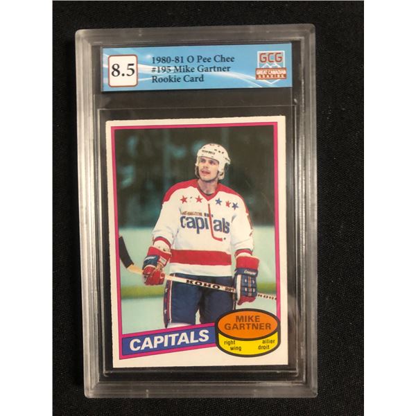 1980-81 O-PEE-CHEE #195 MIKE GARTNER ROOKIE CARD GCG 8.5