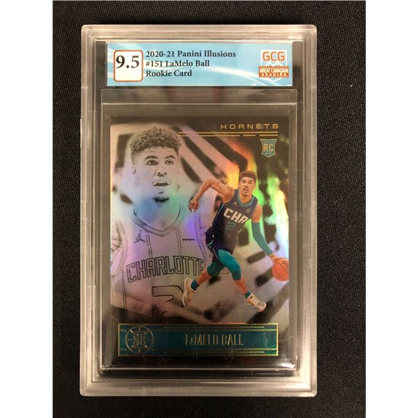 2020-21 PANINI ILLUSIONS LAMELO BALL ROOKIE CARD (GCG 9.5)