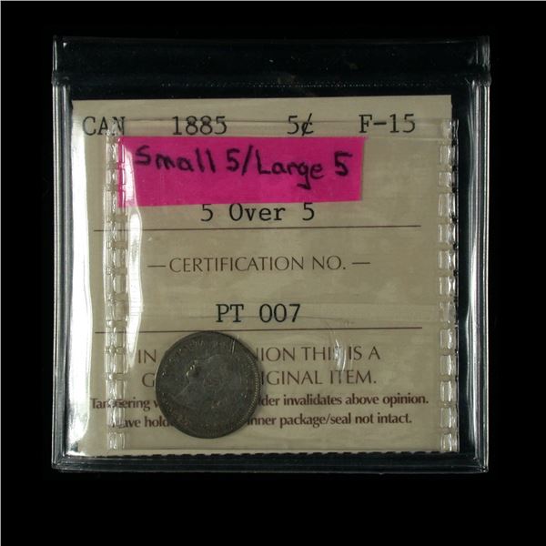 1885 Five Cents - 5 over 5