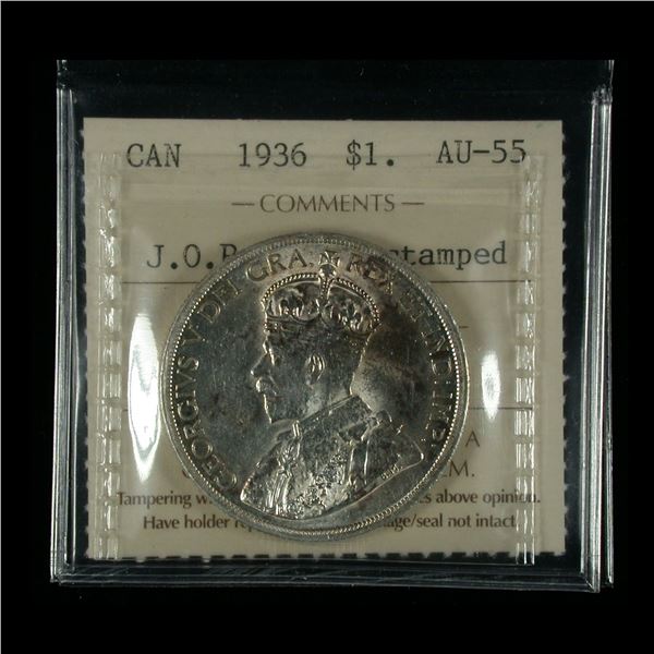1936 One Dollar - J.O.P. Counterstamp