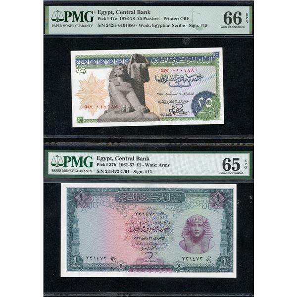 Egypt Note Pair, Pound & 25 Piastres