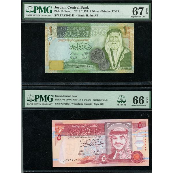 Jordan Note Pair, 1 & 5 Dinars