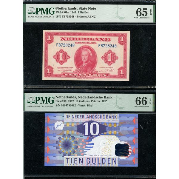 Netherlands Note Pair, 1943 & 1997