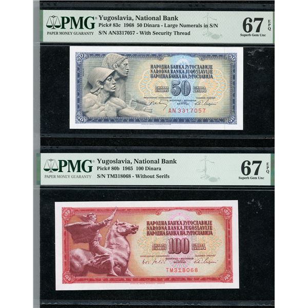 Yugoslavia Note Pair, 1965-68