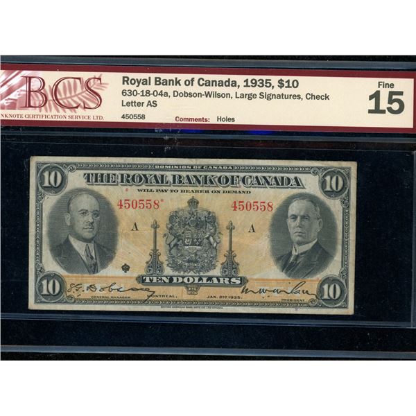 Royal Bank of Canada 10 Dollars, 1935