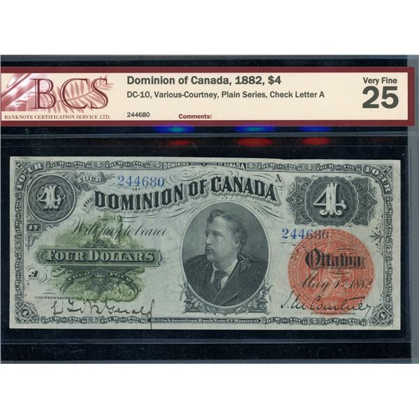 Dominion of Canada $4 1882, Rare and Choice!