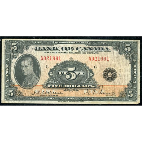 Bank of Canada $5, 1935