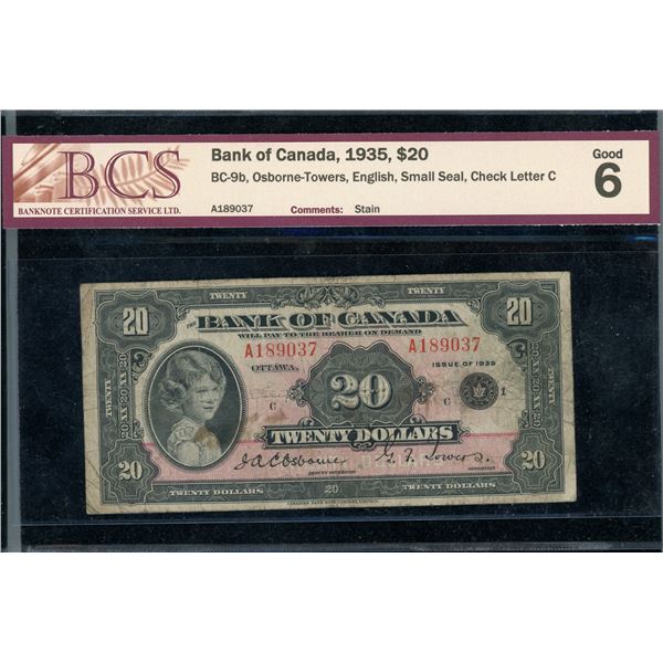 Bank of Canada $20 1935, Small Seal