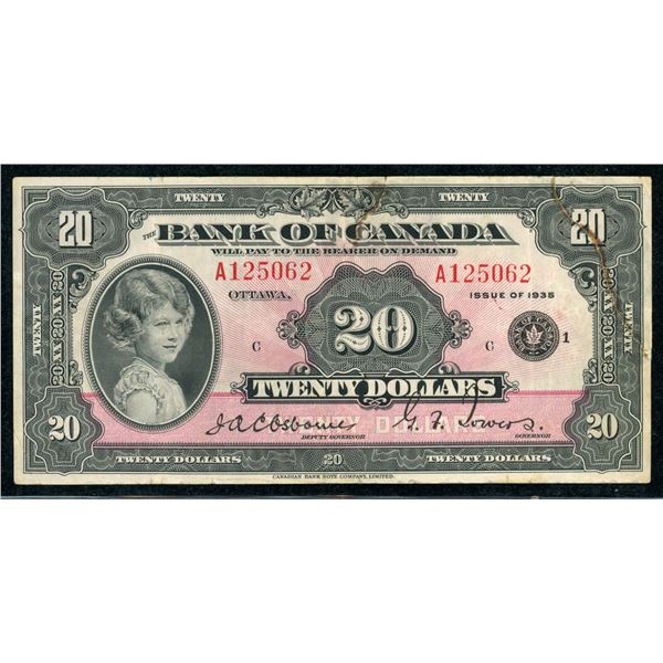 Bank of Canada $20 1935, Small Seal