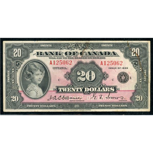 Bank of Canada $20 1935, Small Seal