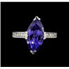 Image 2 : 14KT White Gold 5.20 ctw Tanzanite and Diamond Ring