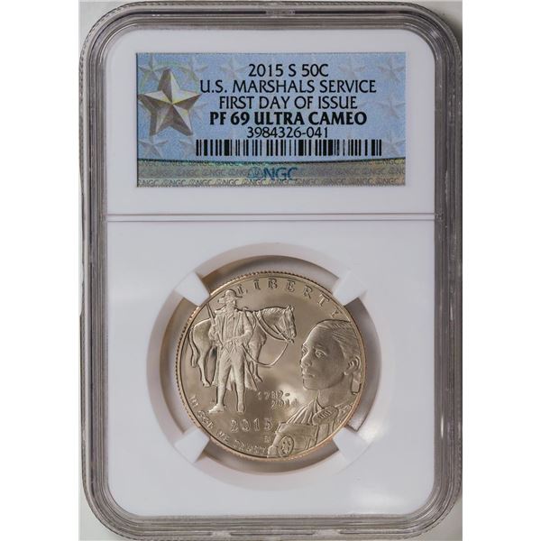 2015-S U.S. Marshals Service Half Dollar Coin NGC PF69 Ultra Cameo