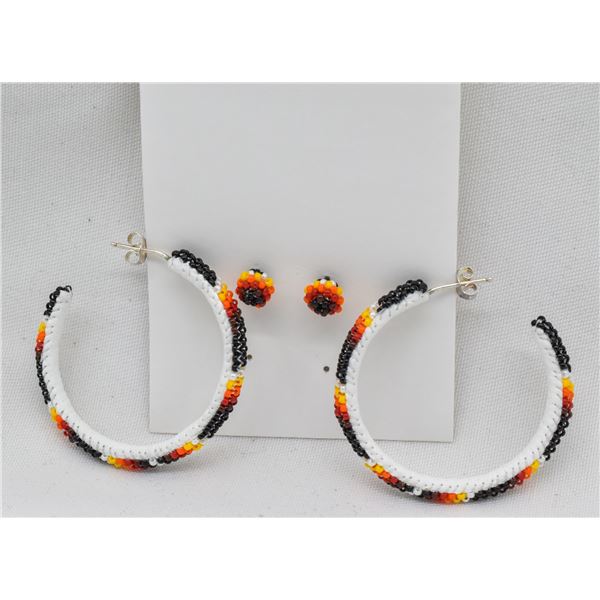 Navajo Beaded Hoop Earrings with Matching Posts