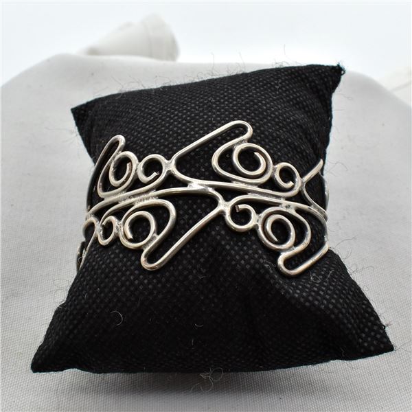 Silver Tone Scrollwork Cuff Bracelet