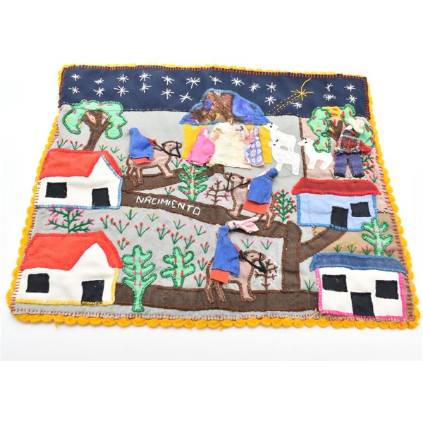 South American Peruvian Nativity Scene Arpillera