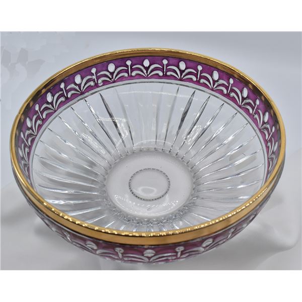 Cranberry Flash Cut Crystal Fruit Bowl