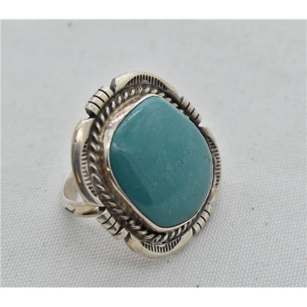 Navajo Sterling Turquoise Ring, Size 8