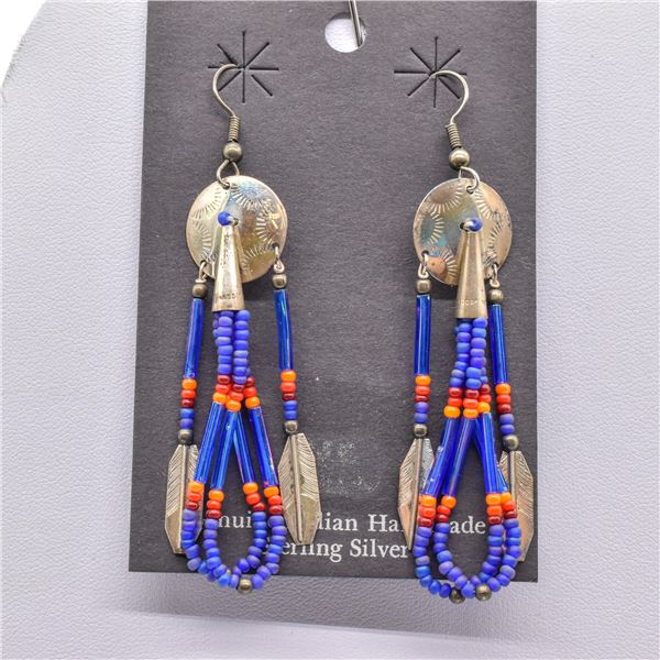 Navajo Sterling and Bead Earrings by Rena Charles