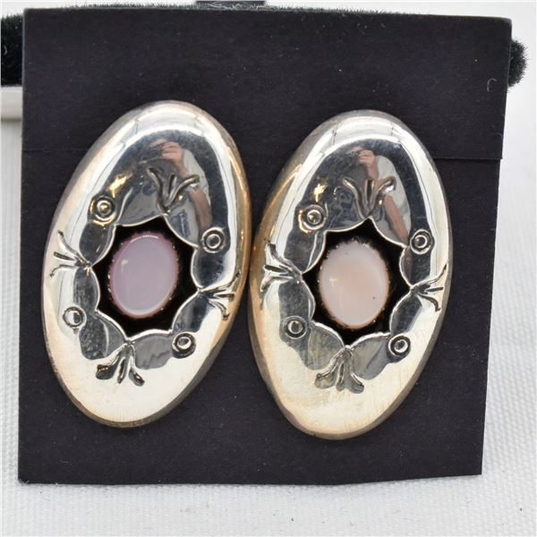 Navajo Sterling Pink Mother of Pearl Earrings