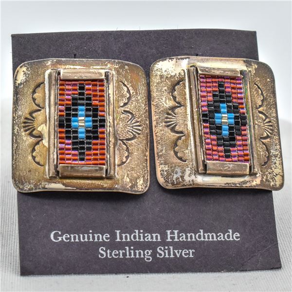 Navajo Sterling Bead Earrings by Carviso