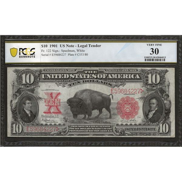 USA Fr. 122 1901 $10 "Bison" VF30 PCGS