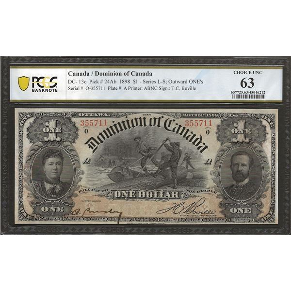 Canada DC-13c 1898 $1 ONLY 6 IN UNC UNC63 PCGS