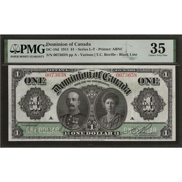 Canada DC-18d 1911 $1 VF35 PMG