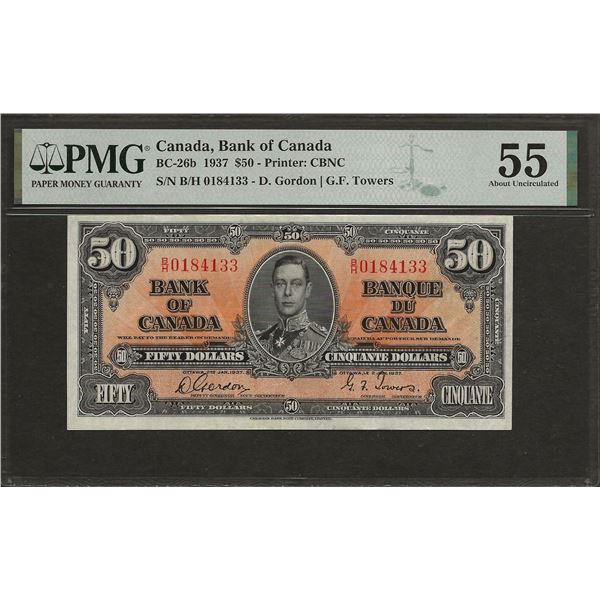 Canada BC-26b 1937 $50 AU55 PMG