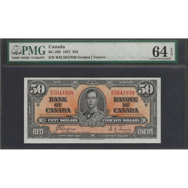 Canada BC-26b 1937 $50 CHUNC64 EPQ PMG