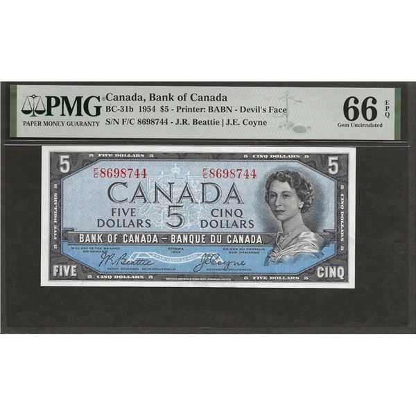 Canada BC-31b 1954 $5 GEM66 EPQ PMG