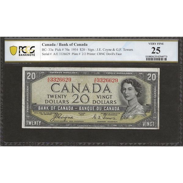 Canada BC-33a 1954 $20 VF25 PCGS