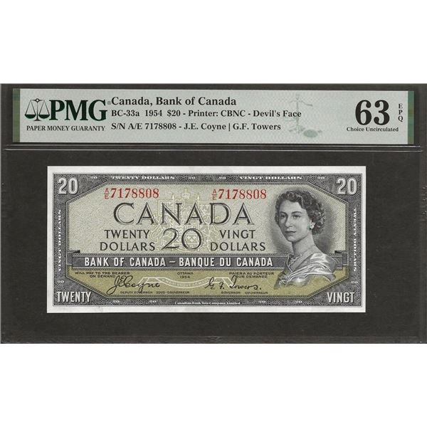 Canad BC-33a 1954 $20 CHUNC63 EPQ PMG