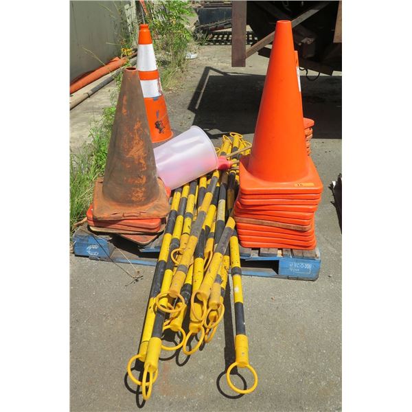 Pallet Orange Pylon Traffic Cones & Rails