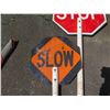 Image 3 : Qty 2 Traffic & Crosswalk Signs: Slow & Stop on Long Pole