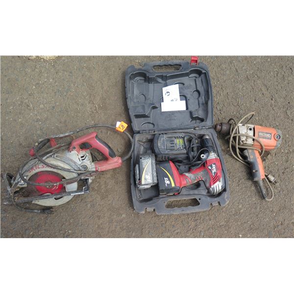 Skilsaw Circular Saw, Skil Xtreme Power Tool in Hard Case & Ridgid Electric Drill