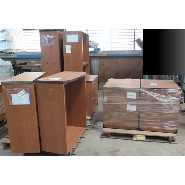 Multiple Wooden Shelving, Cabinets, etc