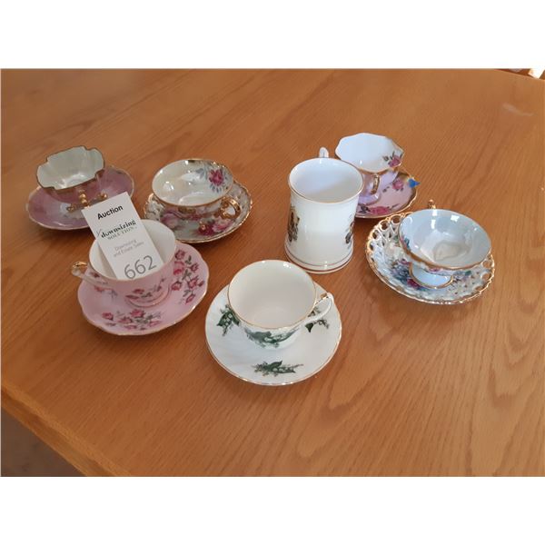 Assortment of Bone China Cup & Saucers Cat A