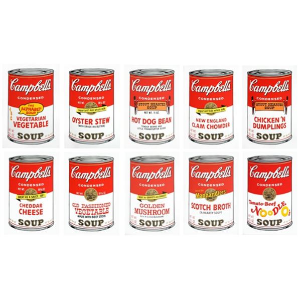 Andy Warhol- Silk Screen (Portfolio consisting of 10 different Soup Cans) "Campbell's Soup Can Serie