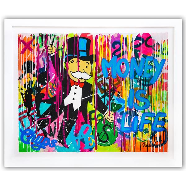 Nastya Rovenskaya- Original Mixed Media on Paper "Monopoly Money"