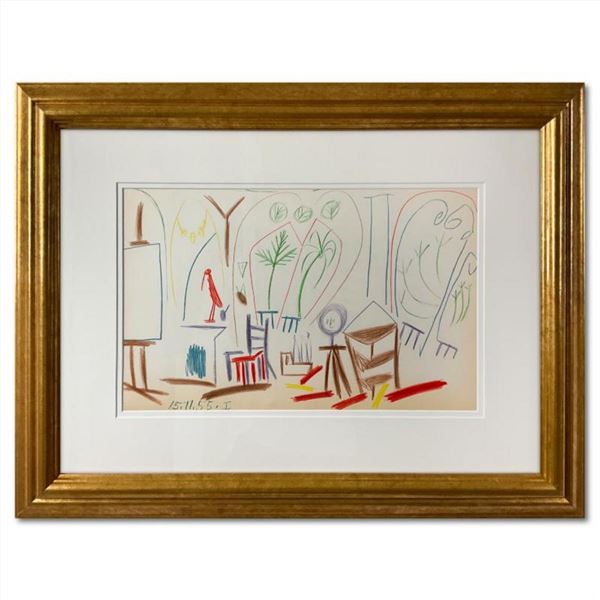 Pablo Picasso (1881-1973), "Carnet de Californie 15.11.55-I" Framed Lithograph on Paper, with Letter