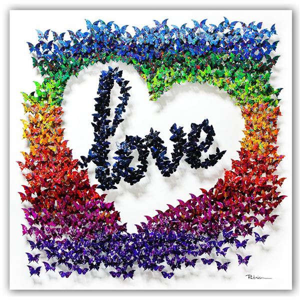 Patricia Govezensky- Original 3D Metal Art on Wood "Love Story"